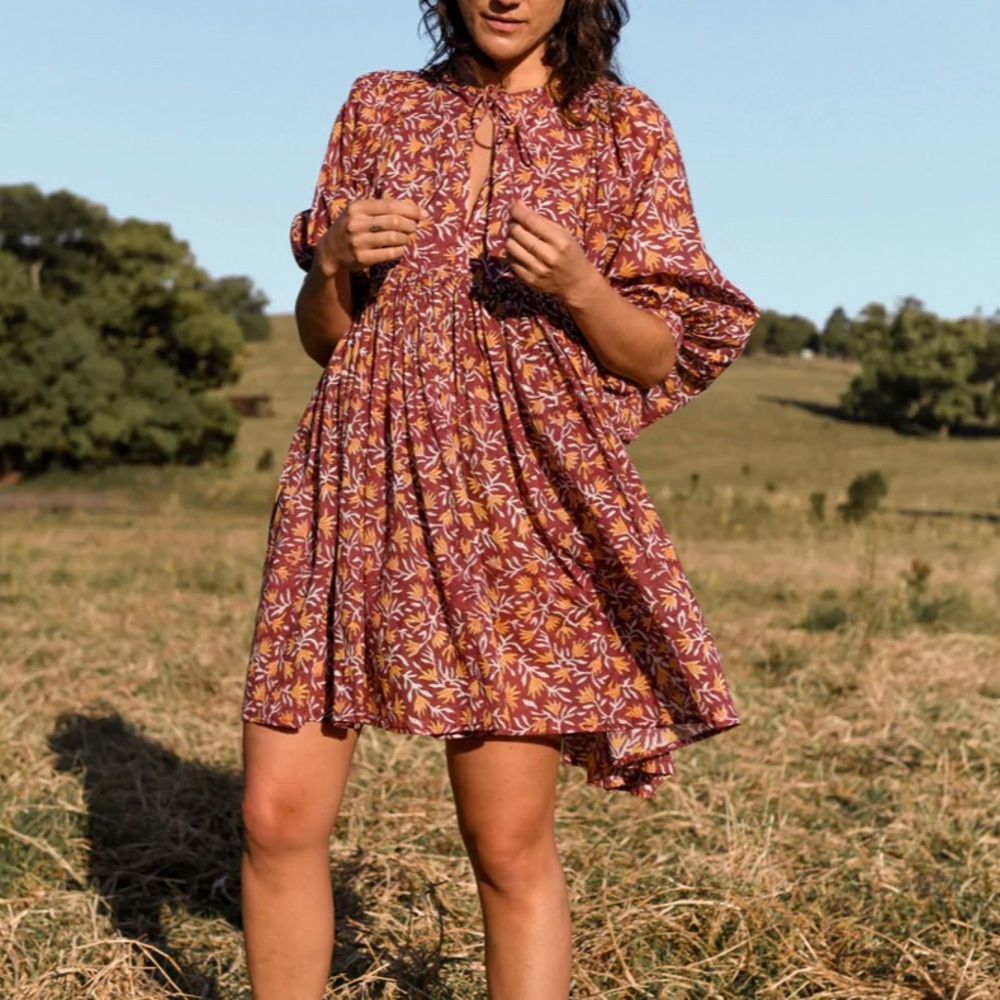 Daughters of India - Kyra Mini Dress in Sumac